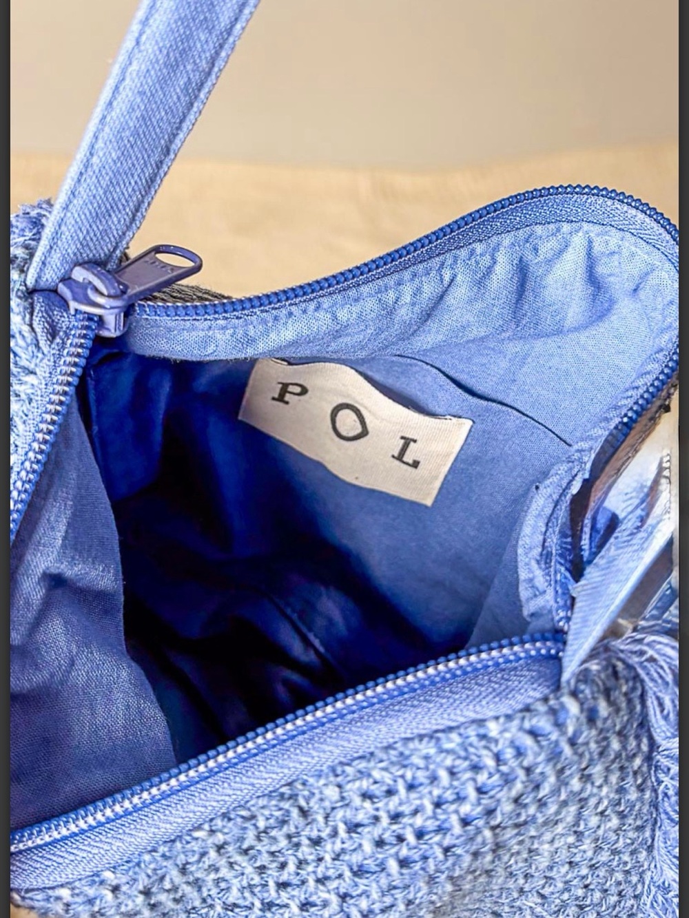 POL Light Blue Embroidered Tassel Crossbody Bag - Picture 4 of 4